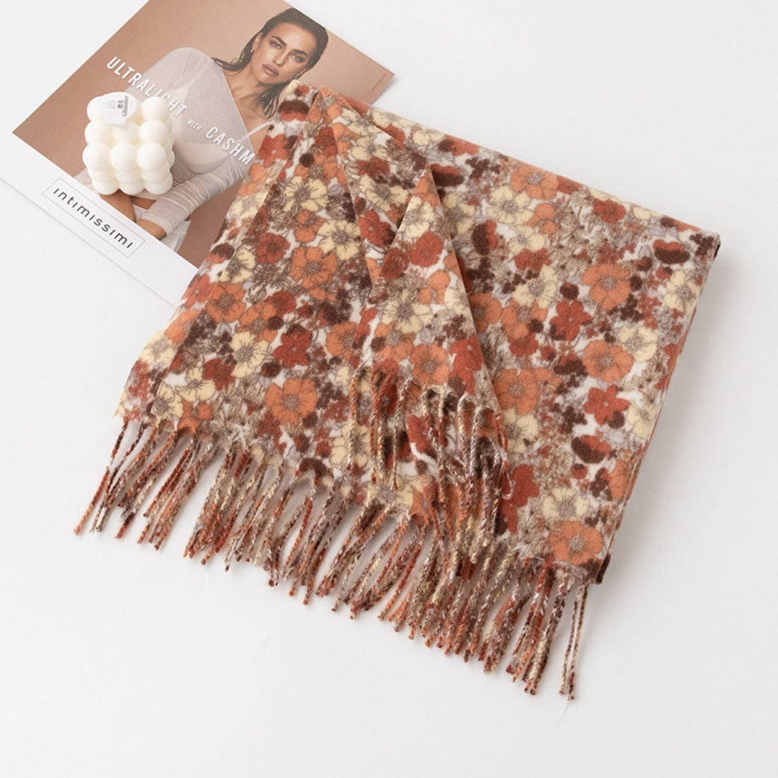Autumn Floral Print Shawl Scarf